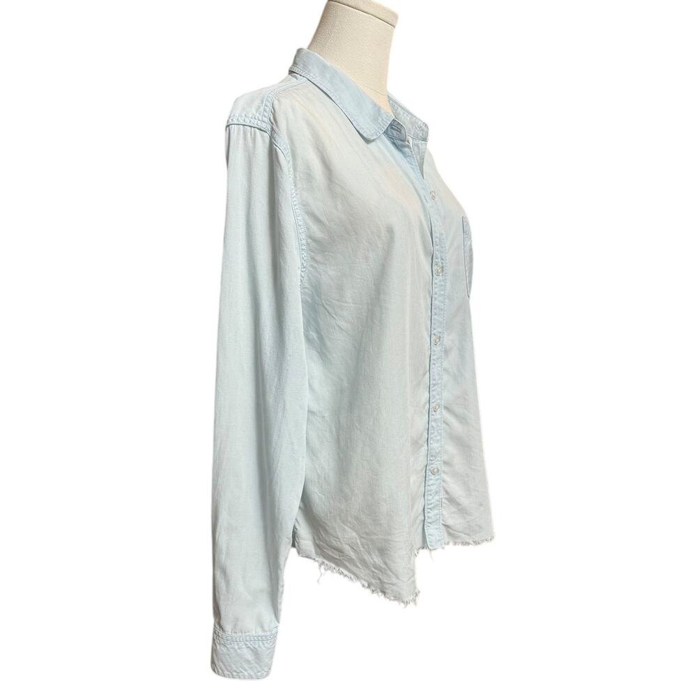 Rails Ingrid Raw Light Vintage Shirt Size Large Tencel Denim Long Sleeves - Picture 7 of 12